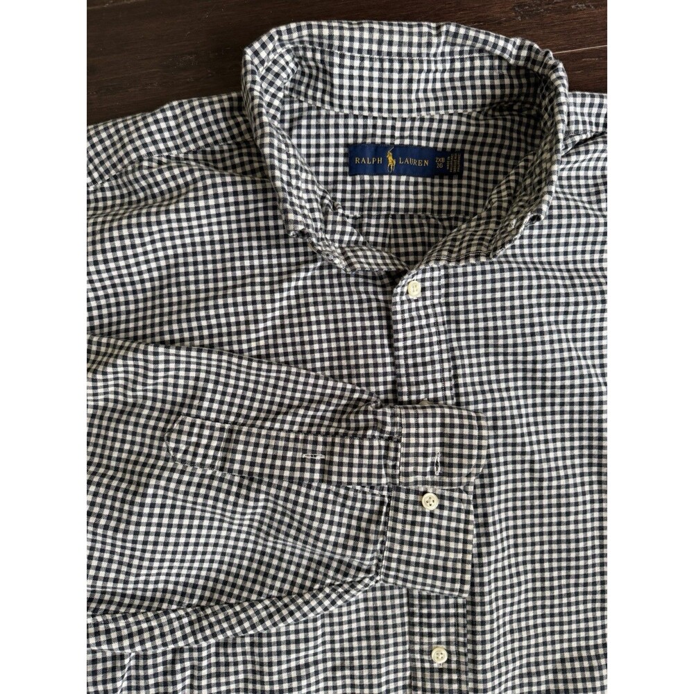 Ralph Lauren Black White Plaid Shirt Cotton 2XB‎ 2G